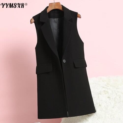Womens Vest Suit 2021 New Spring and Autumn Sleeveless Loose Fashion Mid-length Suit Blazer High-quality Office Top