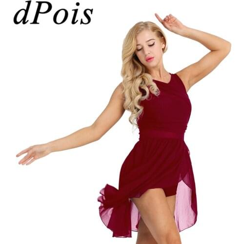 Adult Women Asymmetrical Ballet Dance Dress Female Rhythmic Gymnastics Leotard Swimsuit Swimwear For Dancing Ballerina Costume