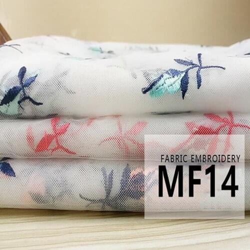 Zsbszc Little fresh candy style 3D handmade red pink blue flower lace embroidery fabric for lady robe de soiree gown MF14