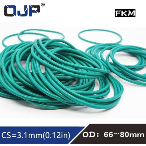1PC Fluorine rubber Ring Green FKM O ring Seal 3.1mm Thickness OD66/68/70/71/72/73/75/76/78/80mm Rubber Seal Oil Ring Gasket