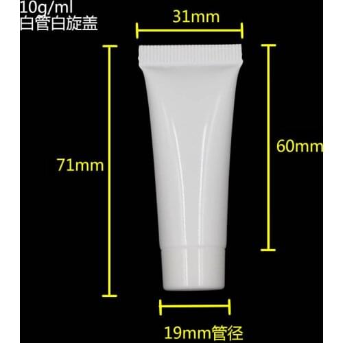 10ML Cosmetic Tube, 10G white Cream Tube with white or black screw lid,10ml Cosmetic Sample Tubes used for eye cream container