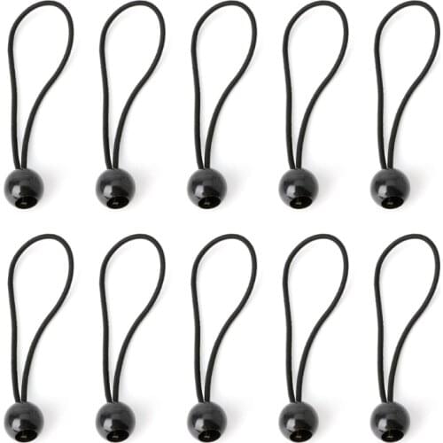 10 Pcs Black Ball Bungee Pack Shock Elastic Tie Loop Cord Fixing Securing Trailer Ropes Buckle Backpack Accessories