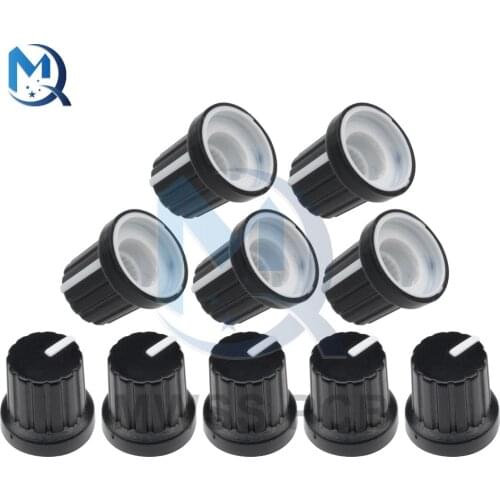 10Pcs WH148 Potentiometer Knob Caps 6mm Dia With Plastic Insert Shaft Hole Control Knobs Fit 1/4" Potentiometers For Encoder