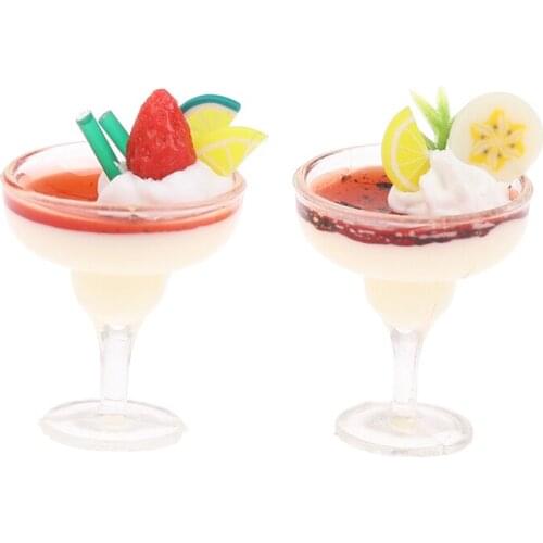 2pcs/pack Dollhouse Miniature Goblet Yogurt Ice Cream Cup Mini Food Model Doll Accessories