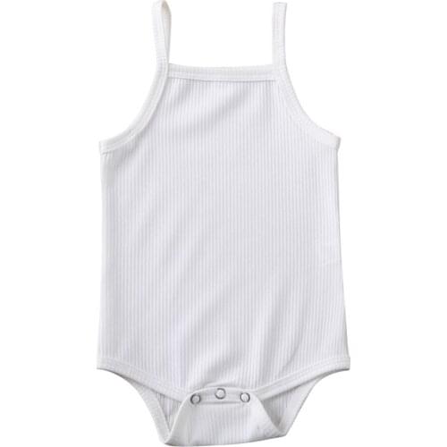 2021 Baby Clothing Baby Girl&acute Summer Romper Halter Sleeveless Bodysuit Ribbed Jumpsuit Solid Color Outfits for 0-18M