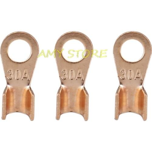 50Pcs 30A Copper Battery Lugs Ring Eyelets Wire Cable Connector Terminal Crimping for 2.5-6mm2 Wire