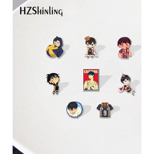 Kageyama Cartoon Acrylic Lapel Pins Cartoon Anime Resin Epoxy Haikyuu Volleyball Boys Pins Accessories