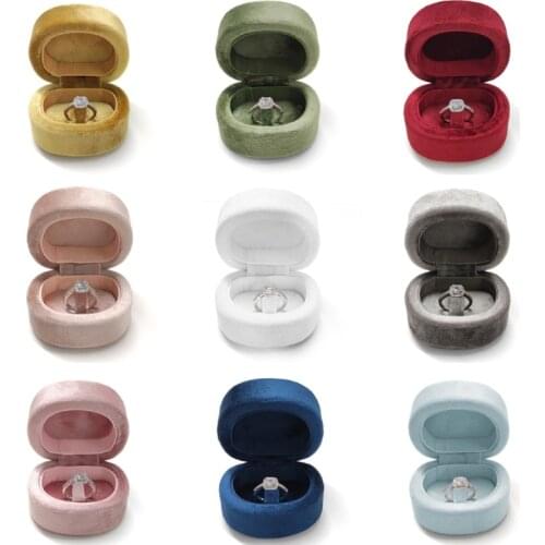 D Shaped Velvet Ring Box Wedding Engagement Rings Organizer Jewelry Gifts Display Storage Case R58E