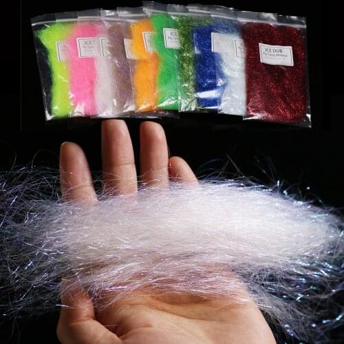 Bimoo 1bag 8cm Long Fly Fishing Ultra Fine Ice Dub Fiber Nymph Scud Shrimp Flies Tying Material for Ice Fish Shrimp Wing Red 4g