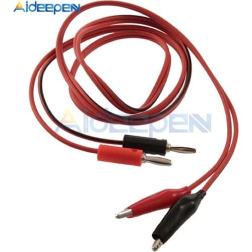 4mm Banana Plug To Shrouded Copper Electrical Clamp Alligator Clip Test Cable Leads Testing Probe Crocodile Clip 1M
