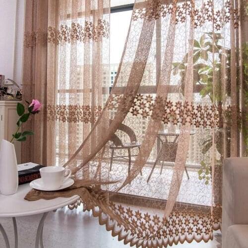 European Jacquard Lace Sheer Window Treatments Curtains for Bedroom Tulle in Living Room Kitchen Drapes Screen