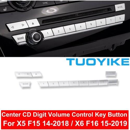 Chrome ABS CD Digit Key Volume Control Button Sequin Cover Trim Sticker Console Center Air Conditioner A/C For BMW X5 X6 F15 F16