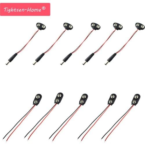 5PCS 9V Battery Snap Experimental Power Cable to DC 9V Clip Male Line Battery Adapter For Arduino Uno R3 DIY Jack Connector