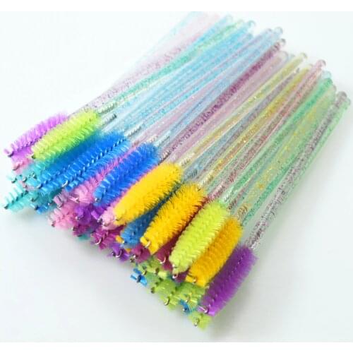 QSTY eyelash brush makeup brushes 50pcs individual disposable mascara applicator comb wand lash makeup brushes tools 6colors