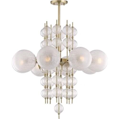 Creative glass chandelier post-modern Nordic living room dining room chandelier model room decorative stainless steel lamp