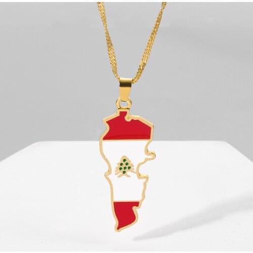Creative Lebanon Flag Map Necklace Trendy Hot Women Charm Jewelry Special Gift Memorial Day National Day Unique Accessories