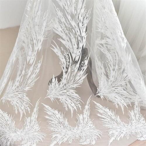 Sequined Lace Mesh Fabric Tulle Lace Embroidery Swiss French High-Quality Latest African