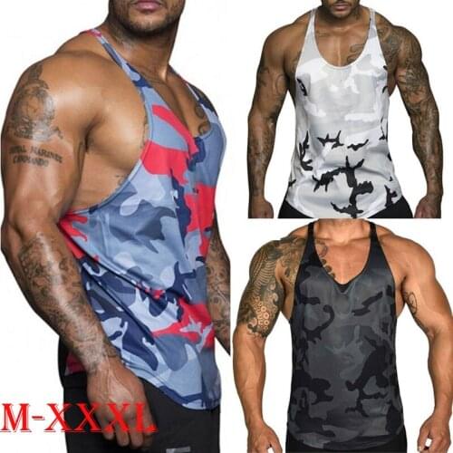 Men Gym Muscle Bodybuilding Sleeveless Shirt Tank Top Singlet Fitness Sport Vest Male Fashion Summer Tops Clothing