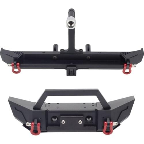 Metal Front & Rear Bumper Bull Bar with Spare Tire Carrier for 1/10 RC Crawler Car Axial SCX10 90046 Traxxas TRX-4 Parts