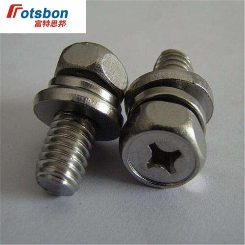 M5/M6/M8 Screw Kit Screws Set Cross Recessed Hexagon Bolt Indetation Single Coil Lock Washer Plain Washer Assemblies GB/T9074 PC