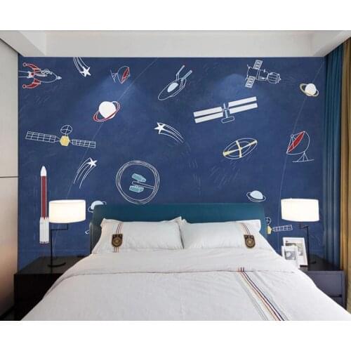 Bacal custom 3D wallpaper mural modern minimalist hand drawn cartoon spaceship background wall decoration painting 3d wallpapers