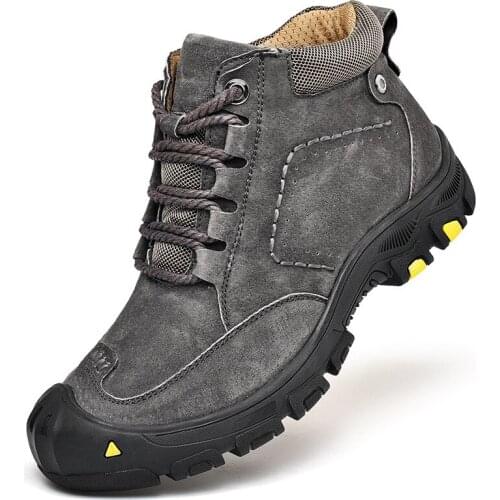 2021 New Mens Leather Shoes Men Boots Korean High Top Shoes Men Wear-resisting Loafers Designer Leisure Outdoor Shoes