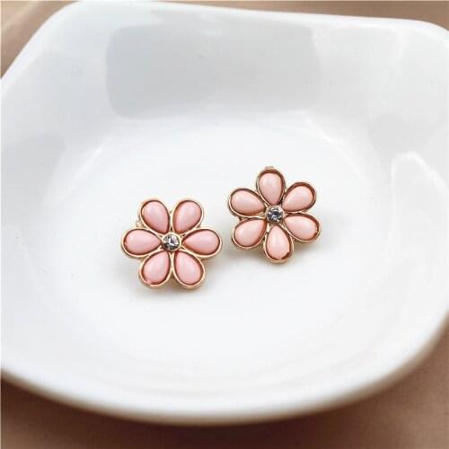 New Fashion Sweet Pink Crystal Flower Earrings Clips For Women Cute Clear Rhinestone Earrings Jewelry Gift No Need Ear Piercing