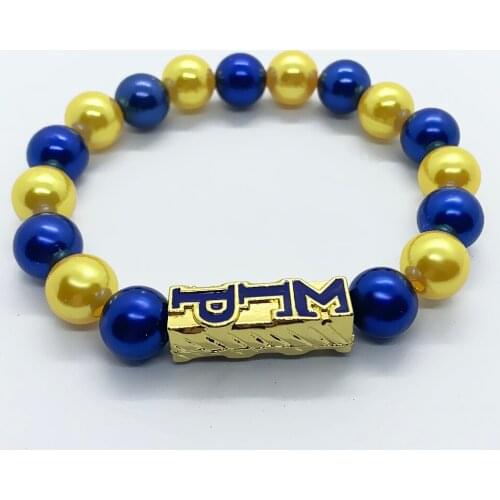 New Fashion enamel color metal Greek letter SIGMA GAMMA PHO bead pendant elastic bracelet sorority society jewelry bangle