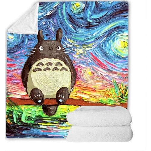 Totoro Blanket Soft Warm Anime Flannel Blanket Fuzzy Fluffy Bed Throw Blanket Fit Couch Sofa Bedding Living Room for Adult Kids
