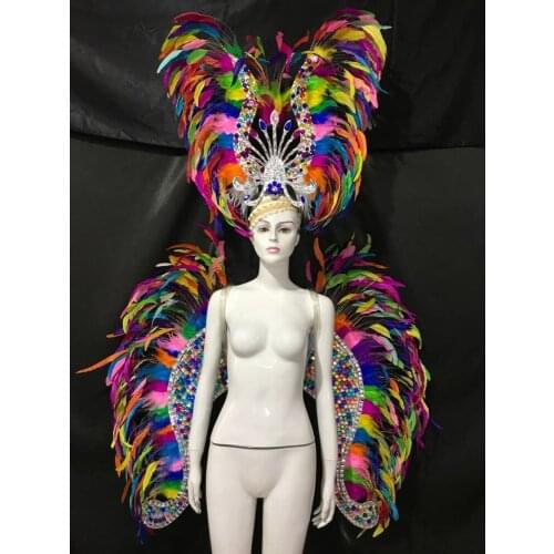 Feather clothing Stage performance catwalk carnival Headdress flower pubs party Mens wear womens clothing