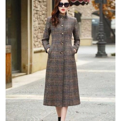 3XL chaqueta mujer long woolen coat autumn winter elegant office coat blend winter long wool coat casaco feminina Womens parka