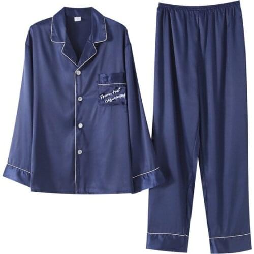 New Men And Women Pajama Set Satin Silk Pyjamas Women Home Sleepwear suit Long Sleeves Cardigan Satin Couples Pajamas Set Pijama