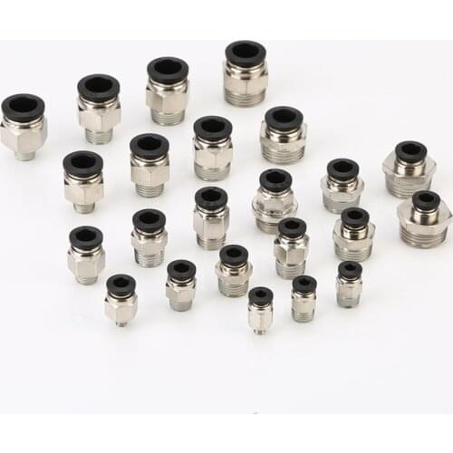 PC Pneumatic Tube Connector The Air Compressor Parts Straight Push In Pneumatic Fitting 1/2"1/4"3/8"1/8"M5Male-4 6 8 10 12