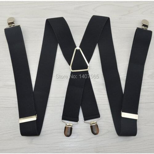 Fashion Mens suspenders 3.5cm width 4 clips and Unisex Braces Suspenders black for adult free shipping