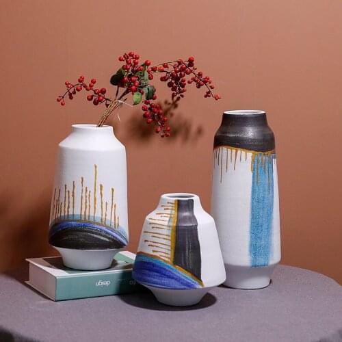 Hand-Painted Colorful Graffiti Decoration Simple Home Living Room Entrance Flower Arrangement Dried Flower Software Decoration