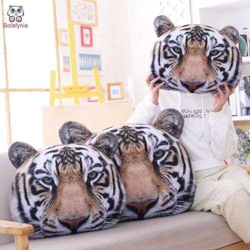 BOLAFYNIA Cute tiger head pillow cushion children plush stuffed toy baby kids toy for Christmas Valentines Day gift