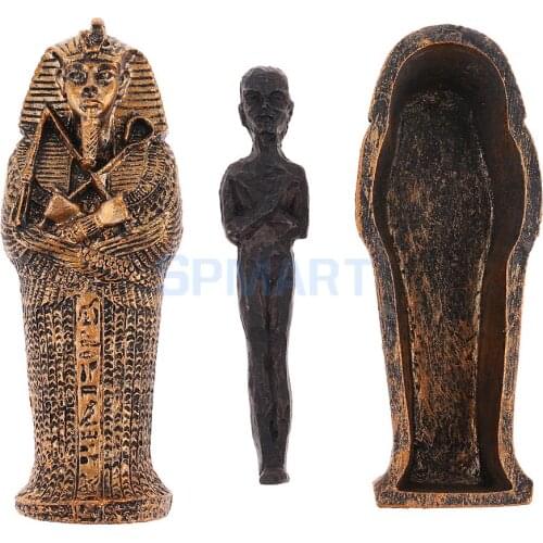 Ancient Egyptian Black Mummy Figurine with Coffin Resin Collectibles Craft for Garden Yard House Decoration Diorama Layout Parts