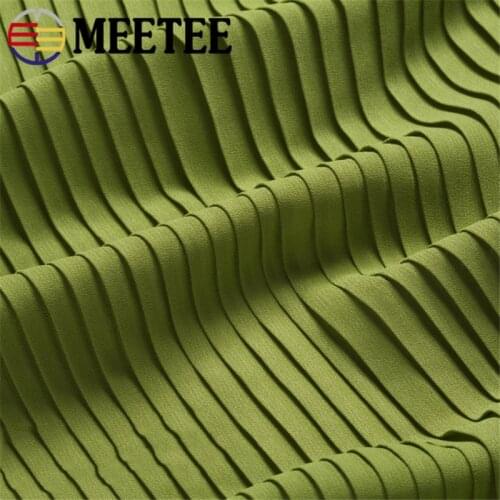 50*150CM Meetee Fashion Cool Pearl Yarn Fabric Matcha Green Organ Pleated Crumpled Chiffon for Summer Clothing Skirt Accessories