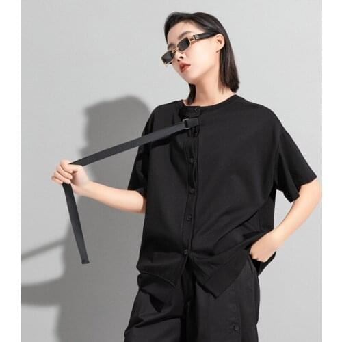 Ladies summer new classic dark street two wear personality loose fashion casual large short-sleeve T-shirt