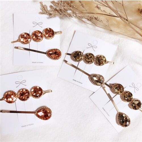 2PCS Fashion Coloured Gemstone Hairpins Hair Accessories for Women Girls Hair Clips Elegant lady Hair Clips Barrette Headwear