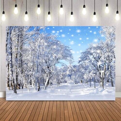 Winter Snow Forest Photography Backdrop Snowflake Portrait Kids Background for Photo Studio Children Photography Background