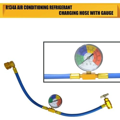 1 * R134A Air Conditioning Refrigerant Charging Hose with Gauge Car Replacement Accessories Plastic+Metal