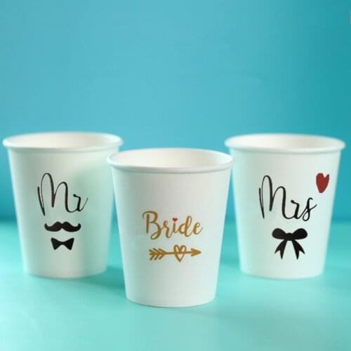 10pcs/set Groom/bride To Be Paper Cups Creative MR&MRS Wedding Decoration Wedding Party Supplies Bridal Shower Bachelor Party
