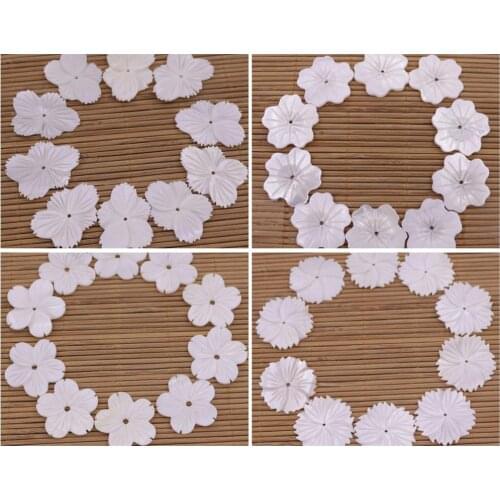 10 PCS Flower Shape Natural White Shell Mother of Pearl Jewelry Making charms