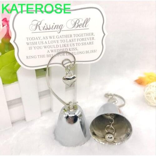 12PCS Charming Chrome Bell Place Card/Photo Holder with Dangling Heart Charm Wedding Party Decoration Favors