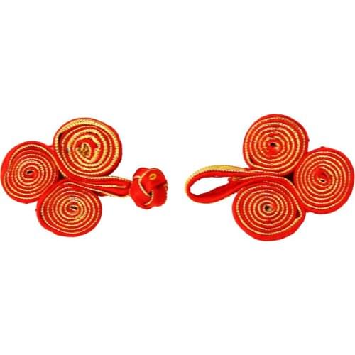 50set Craft Handmade Red Gold Fabric Braid Button Sew On Chinese Frog Closure Fastener Knot Button for Chair Cover Clothes NK269