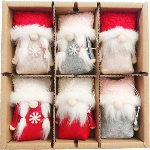 6 Pack Christmas Gnome Plush Toys Hanging Decorations for Christmas Tree Home Party Ornaments kids Xmas Gift