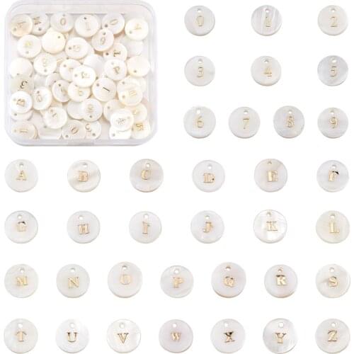 92pcs/Box Freshwater Shell Letter Charm 26 Alphabet A~Z and Number 0~9 Charms Pendant For DIY necklace Bracelet jewelry making