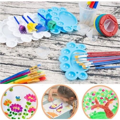 Sponge Painting Tools for Early Education Children 34 Sets of Washing Cup Nylon Hair Brush DIY Art Supplies