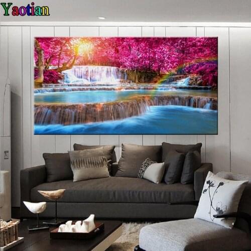 Large Painting Diamond Embroidery Landscape Natural Waterfall 5D Diamond Painting Kits New arrival Diamond Mosaic Wall Art Decor